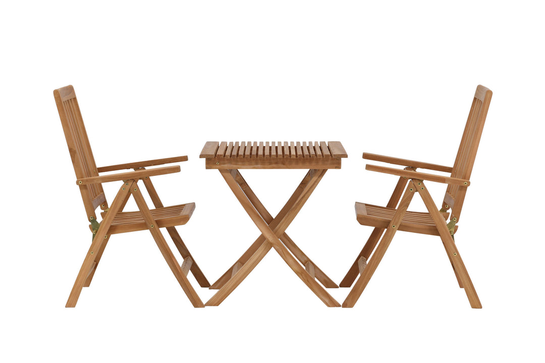 Venture Home Ghana - Folding Table- Natural - Teak - 70*70cm _1+ Kenya 5-position Folding Chair - Teak _2
