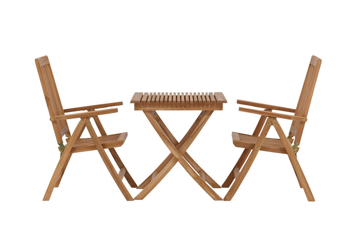Venture Home Ghana - Folding Table- Natural - Teak - 70*70cm _1+ Kenya 5-position Folding Chair - Teak _2