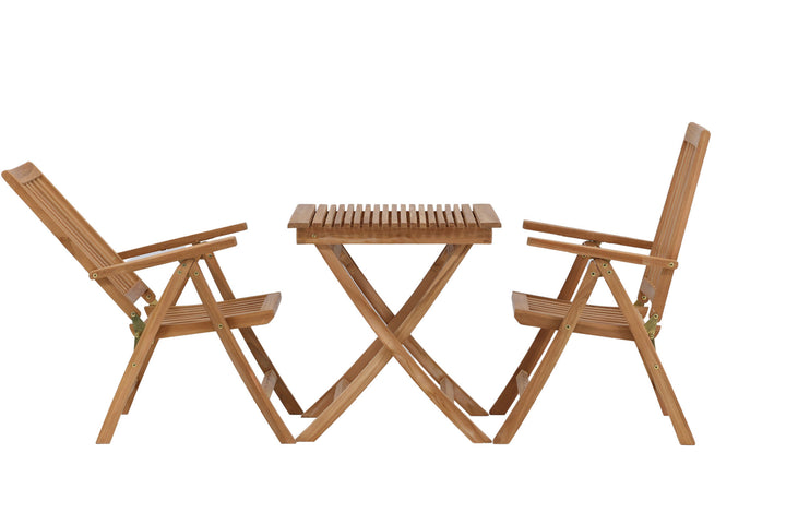 Venture Home Ghana - Folding Table- Natural - Teak - 70*70cm _1+ Kenya 5-position Folding Chair - Teak _2