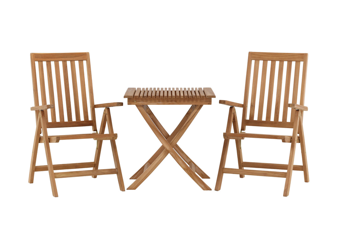 Venture Home Ghana - Folding Table- Natural - Teak - 70*70cm _1+ Kenya 5-position Folding Chair - Teak _2