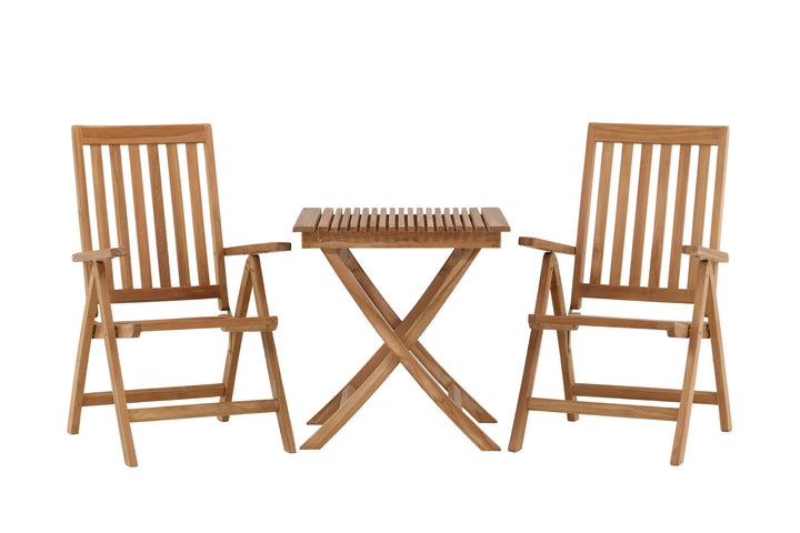 Venture Home Ghana - Folding Table- Natural - Teak - 70*70cm _1+ Kenya 5-position Folding Chair - Teak _2