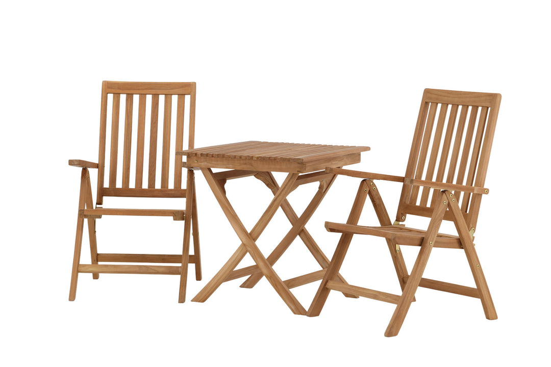 Venture Home Ghana - Folding Table- Natural - Teak - 70*70cm _1+ Kenya 5-position Folding Chair - Teak _2