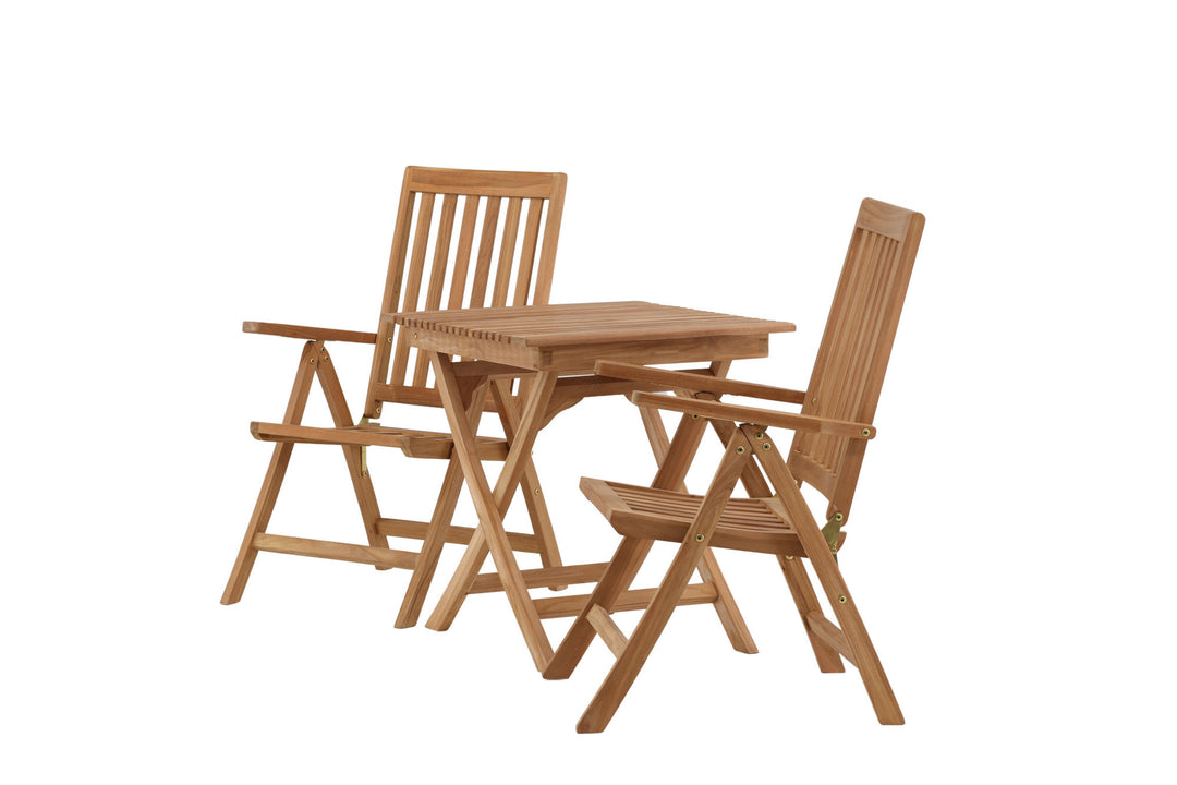 Venture Home Ghana - Folding Table- Natural - Teak - 70*70cm _1+ Kenya 5-position Folding Chair - Teak _2