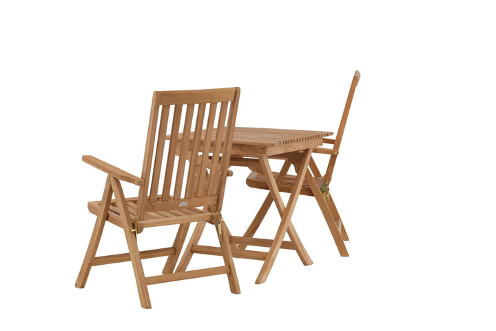 Venture Home Ghana - Folding Table- Natural - Teak - 70*70cm _1+ Kenya 5-position Folding Chair - Teak _2