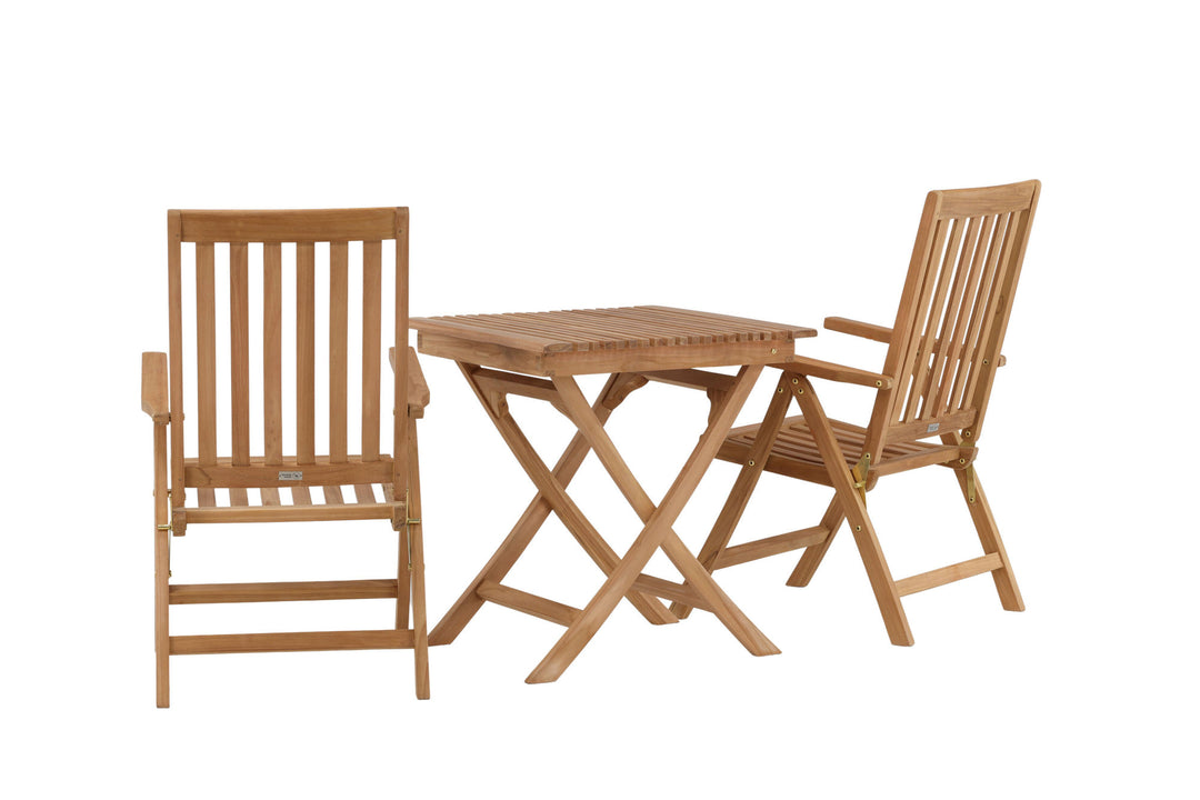 Venture Home Ghana - Folding Table- Natural - Teak - 70*70cm _1+ Kenya 5-position Folding Chair - Teak _2