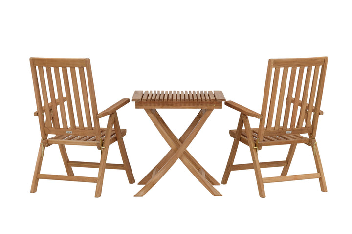 Venture Home Ghana - Folding Table- Natural - Teak - 70*70cm _1+ Kenya 5-position Folding Chair - Teak _2