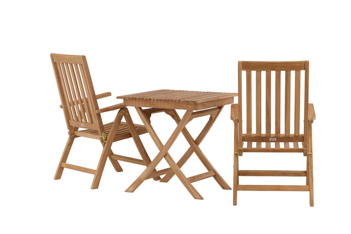 Venture Home Ghana - Folding Table- Natural - Teak - 70*70cm _1+ Kenya 5-position Folding Chair - Teak _2