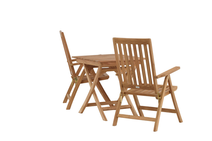 Venture Home Ghana - Folding Table- Natural - Teak - 70*70cm _1+ Kenya 5-position Folding Chair - Teak _2