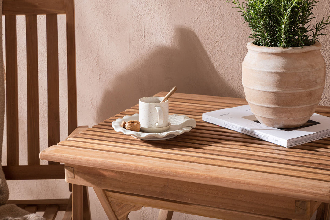 Venture Home Ghana - Folding Table- Natural - Teak - 70*70cm _1+ Kenya 5-position Folding Chair - Teak _2