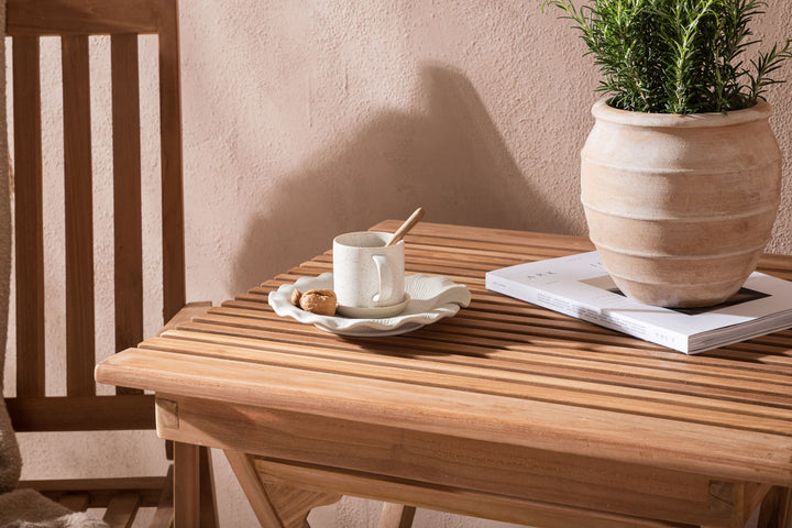 Venture Home Ghana - Folding Table- Natural - Teak - 70*70cm _1+ Kenya 5-position Folding Chair - Teak _2