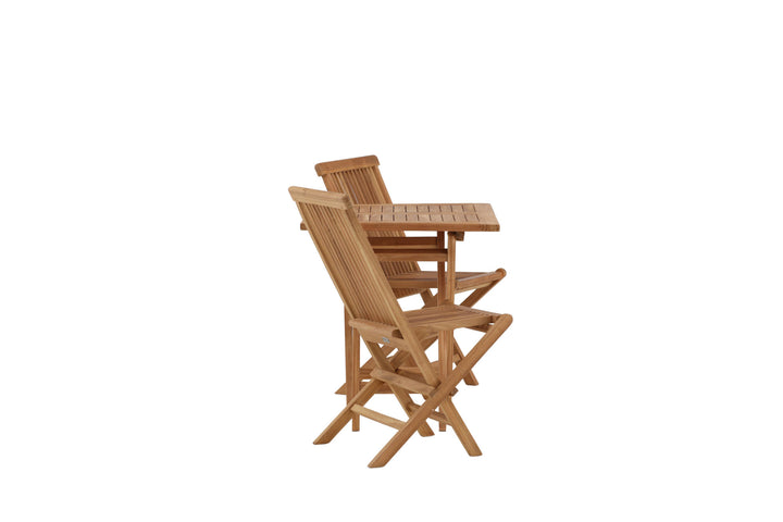 Venture Home Kenya - Folding Table- Natural - Teak - 70*70cm +Kenya Folding Chair w/o Armrest - Teak _2