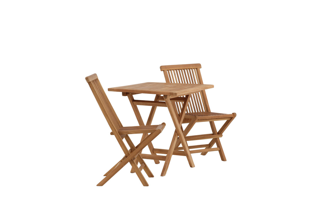 Venture Home Kenya - Folding Table- Natural - Teak - 70*70cm +Kenya Folding Chair w/o Armrest - Teak _2