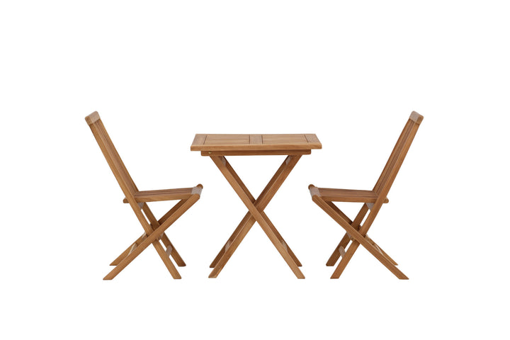 Venture Home Kenya - Folding Table- Natural - Teak - 70*70cm +Kenya Folding Chair w/o Armrest - Teak _2