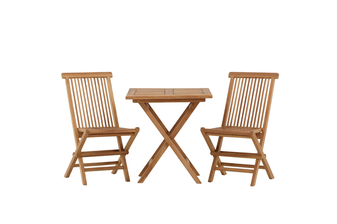 Venture Home Kenya - Folding Table- Natural - Teak - 70*70cm +Kenya Folding Chair w/o Armrest - Teak _2