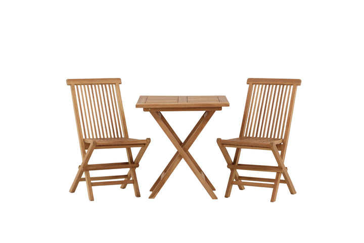 Venture Home Kenya - Folding Table- Natural - Teak - 70*70cm +Kenya Folding Chair w/o Armrest - Teak _2