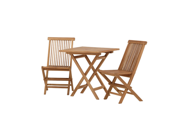 Venture Home Kenya - Folding Table- Natural - Teak - 70*70cm +Kenya Folding Chair w/o Armrest - Teak _2