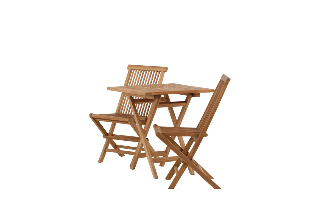 Venture Home Kenya - Folding Table- Natural - Teak - 70*70cm +Kenya Folding Chair w/o Armrest - Teak _2