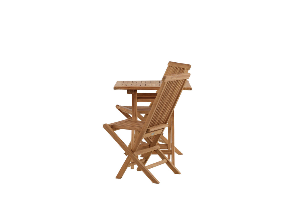 Venture Home Kenya - Folding Table- Natural - Teak - 70*70cm +Kenya Folding Chair w/o Armrest - Teak _2