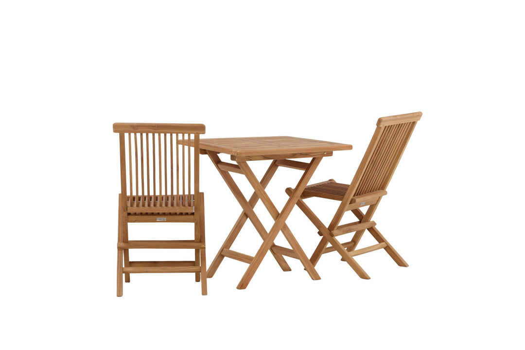 Venture Home Kenya - Folding Table- Natural - Teak - 70*70cm +Kenya Folding Chair w/o Armrest - Teak _2