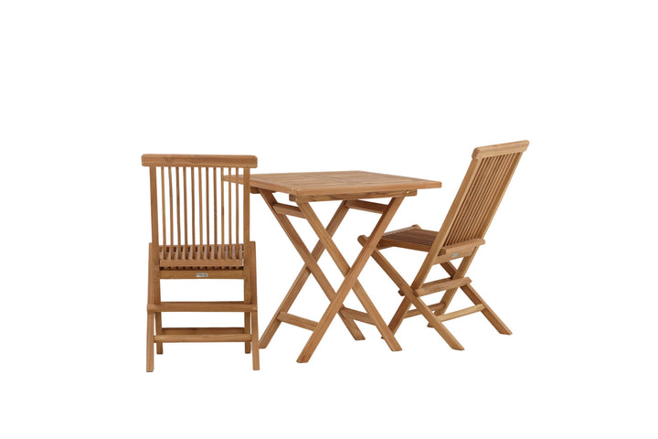 Venture Home Kenya - Folding Table- Natural - Teak - 70*70cm +Kenya Folding Chair w/o Armrest - Teak _2