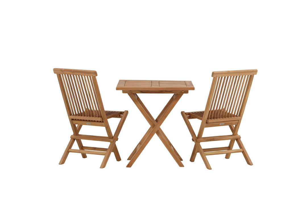 Venture Home Kenya - Folding Table- Natural - Teak - 70*70cm +Kenya Folding Chair w/o Armrest - Teak _2