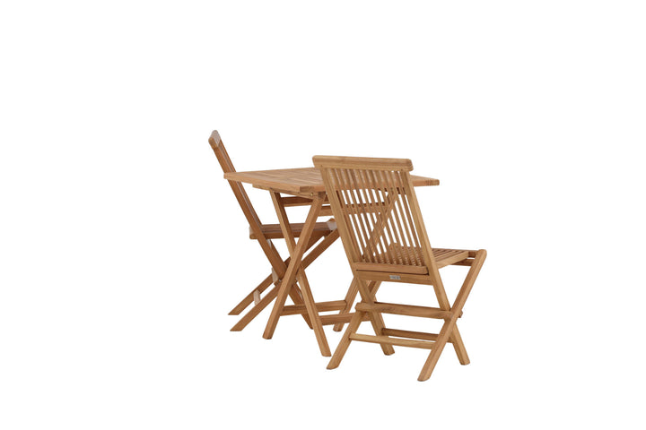 Venture Home Kenya - Folding Table- Natural - Teak - 70*70cm +Kenya Folding Chair w/o Armrest - Teak _2