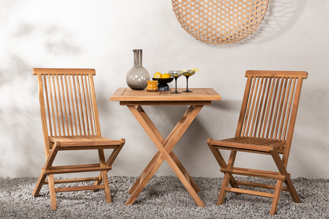 Venture Home Kenya - Folding Table- Natural - Teak - 70*70cm +Kenya Folding Chair w/o Armrest - Teak _2