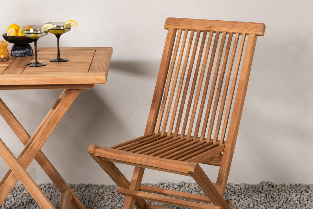 Venture Home Kenya - Folding Table- Natural - Teak - 70*70cm +Kenya Folding Chair w/o Armrest - Teak _2