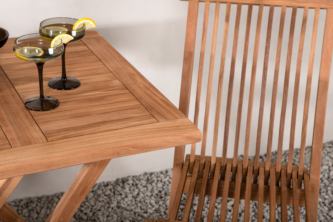 Venture Home Kenya - Folding Table- Natural - Teak - 70*70cm +Kenya Folding Chair w/o Armrest - Teak _2