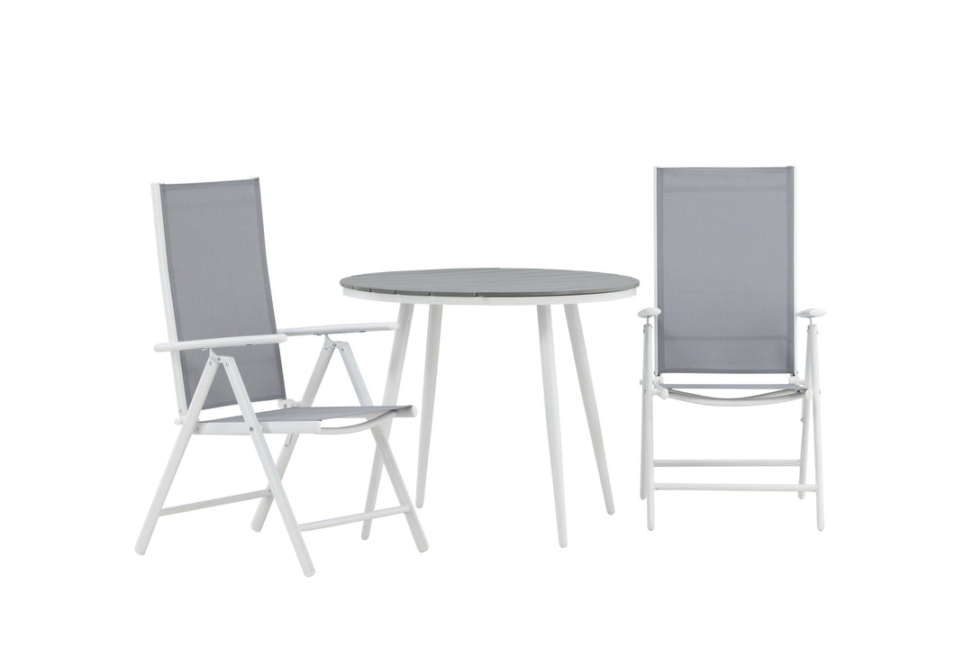 Venture Home Break - Dining Table Round- White / Grey - Alu / Aintwood - 90ø _1+ Break 5:pos Chair - White/Grey _2