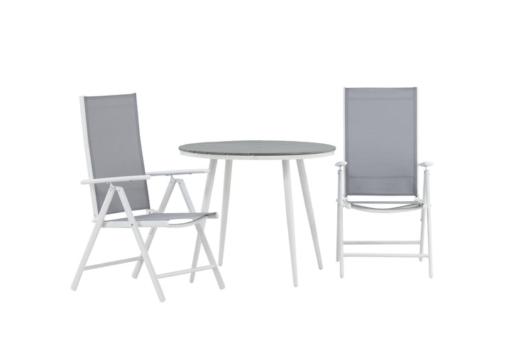 Venture Home Break - Dining Table Round- White / Grey - Alu / Aintwood - 90ø _1+ Break 5:pos Chair - White/Grey _2