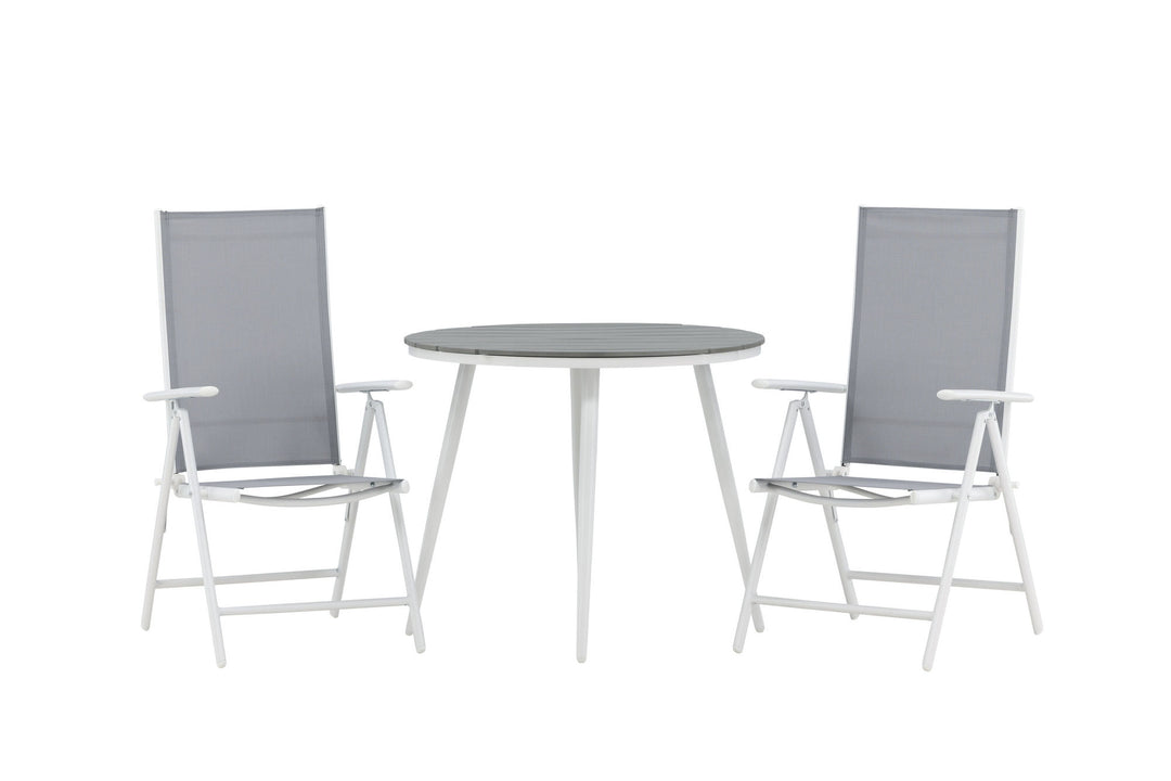 Venture Home Break - Dining Table Round- White / Grey - Alu / Aintwood - 90ø _1+ Break 5:pos Chair - White/Grey _2