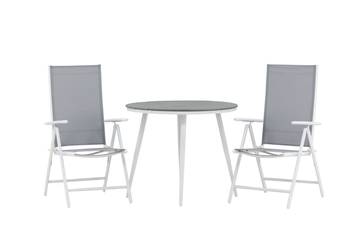 Venture Home Break - Dining Table Round- White / Grey - Alu / Aintwood - 90ø _1+ Break 5:pos Chair - White/Grey _2