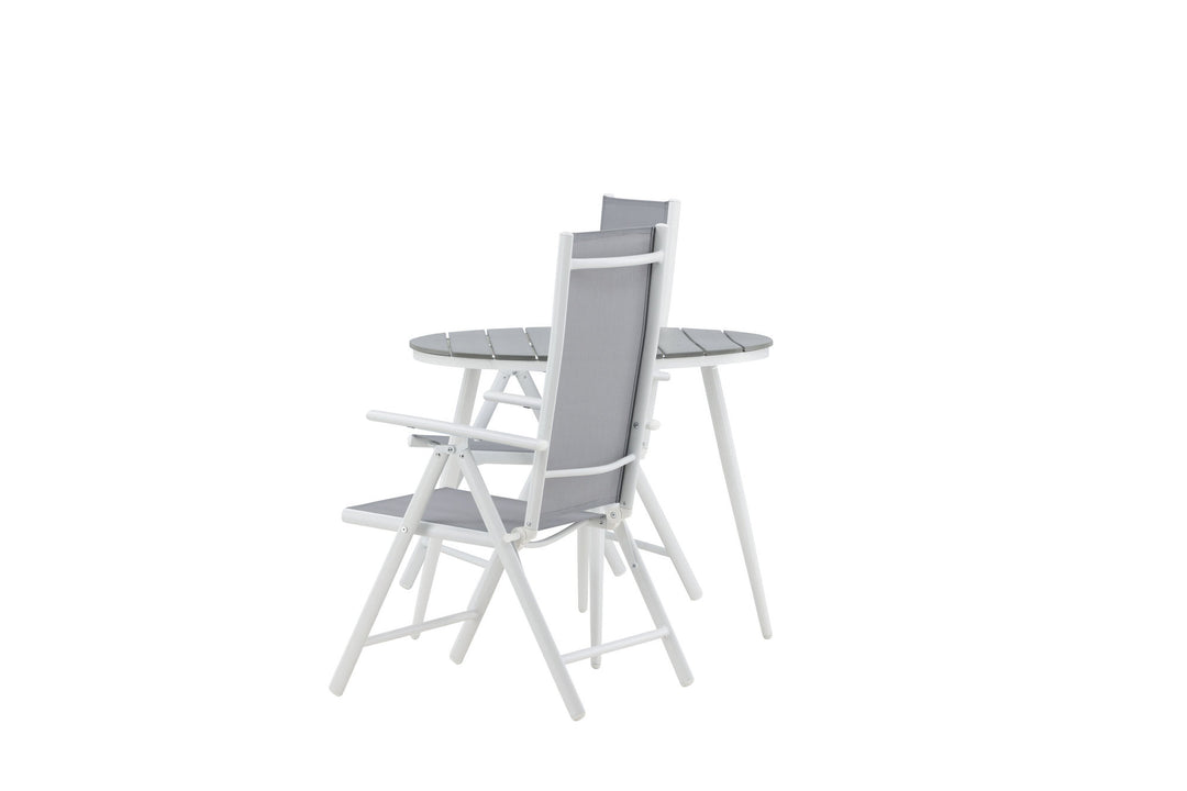 Venture Home Break - Dining Table Round- White / Grey - Alu / Aintwood - 90ø _1+ Break 5:pos Chair - White/Grey _2