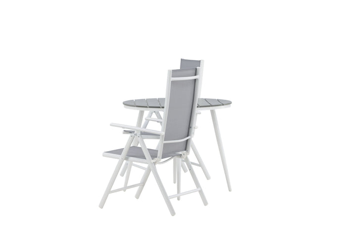Venture Home Break - Dining Table Round- White / Grey - Alu / Aintwood - 90ø _1+ Break 5:pos Chair - White/Grey _2