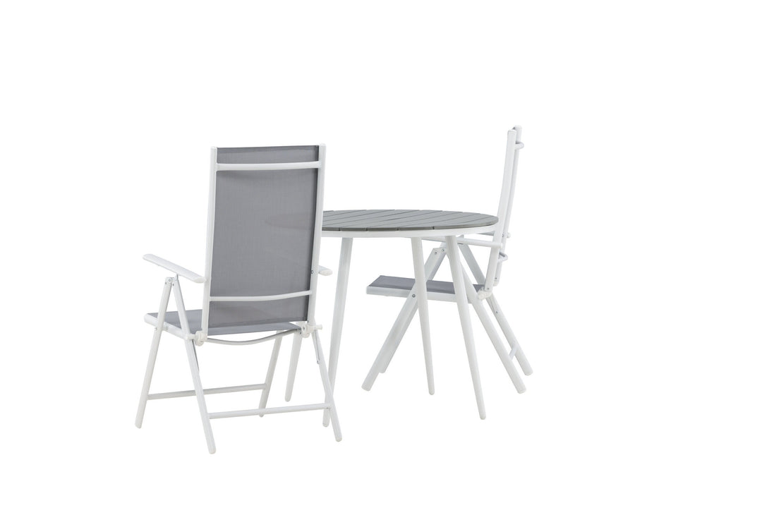 Venture Home Break - Dining Table Round- White / Grey - Alu / Aintwood - 90ø _1+ Break 5:pos Chair - White/Grey _2
