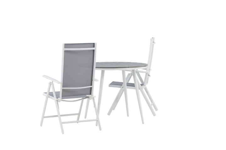 Venture Home Break - Dining Table Round- White / Grey - Alu / Aintwood - 90ø _1+ Break 5:pos Chair - White/Grey _2