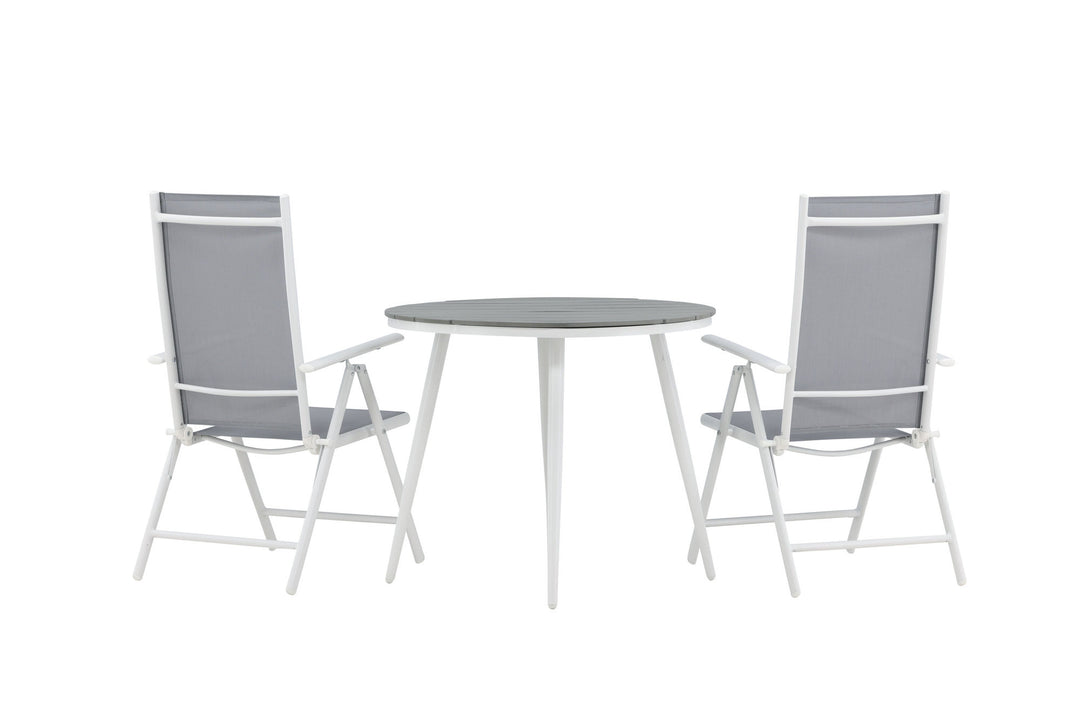 Venture Home Break - Dining Table Round- White / Grey - Alu / Aintwood - 90ø _1+ Break 5:pos Chair - White/Grey _2