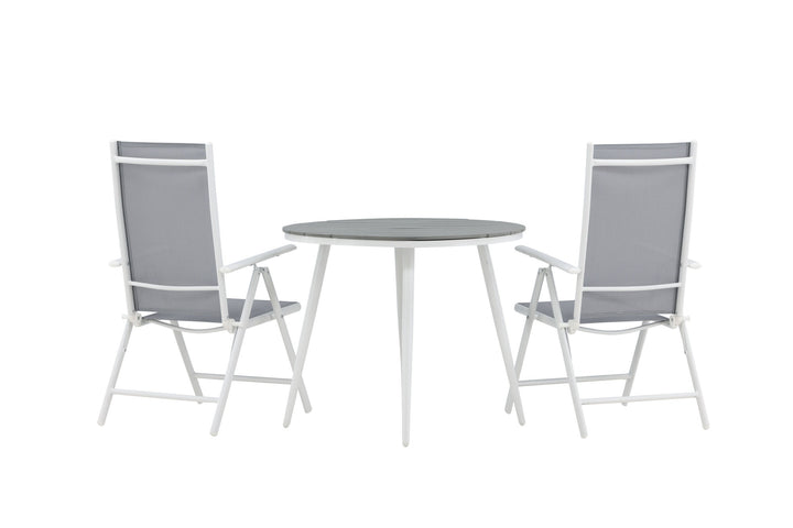 Venture Home Break - Dining Table Round- White / Grey - Alu / Aintwood - 90ø _1+ Break 5:pos Chair - White/Grey _2