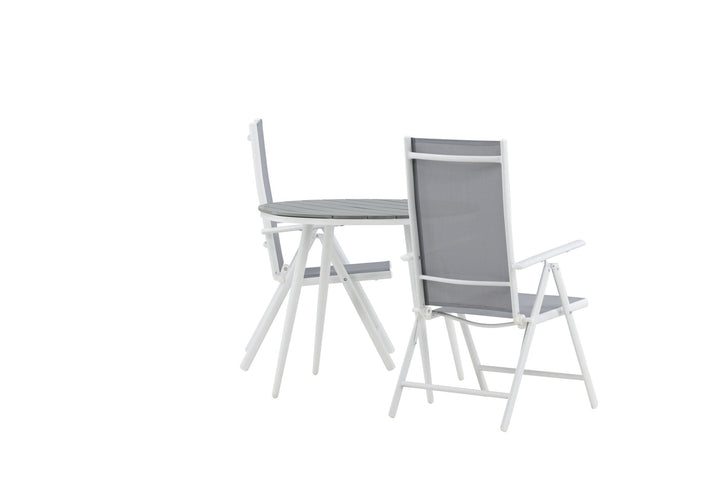 Venture Home Break - Dining Table Round- White / Grey - Alu / Aintwood - 90ø _1+ Break 5:pos Chair - White/Grey _2