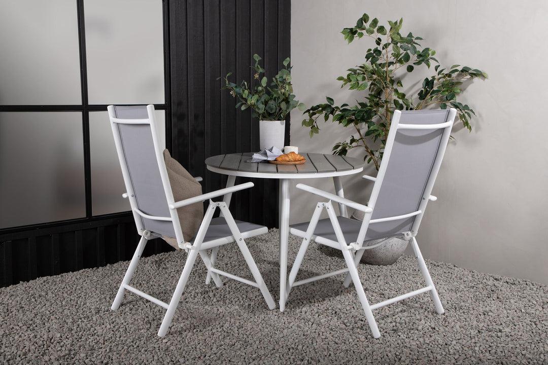 Venture Home Break - Dining Table Round- White / Grey - Alu / Aintwood - 90ø _1+ Break 5:pos Chair - White/Grey _2