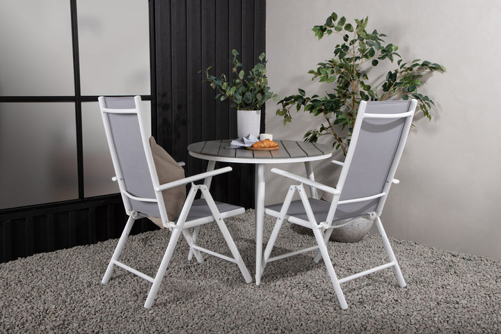 Venture Home Break - Dining Table Round- White / Grey - Alu / Aintwood - 90ø _1+ Break 5:pos Chair - White/Grey _2