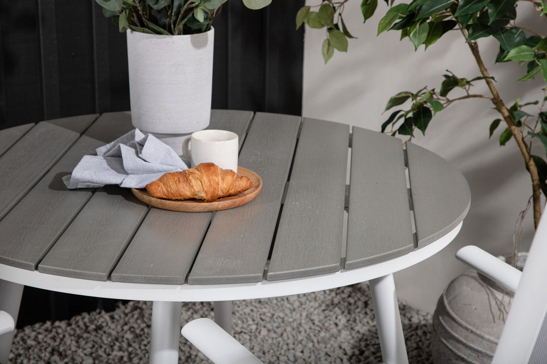 Venture Home Break - Dining Table Round- White / Grey - Alu / Aintwood - 90ø _1+ Break 5:pos Chair - White/Grey _2