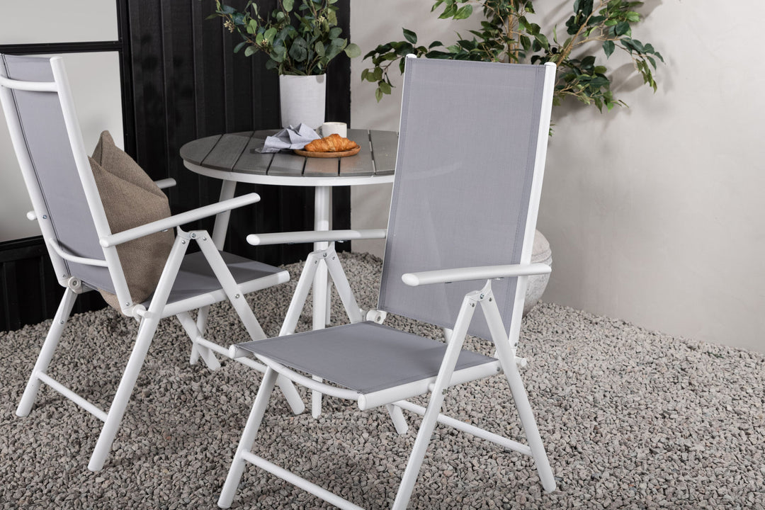 Venture Home Break - Dining Table Round- White / Grey - Alu / Aintwood - 90ø _1+ Break 5:pos Chair - White/Grey _2