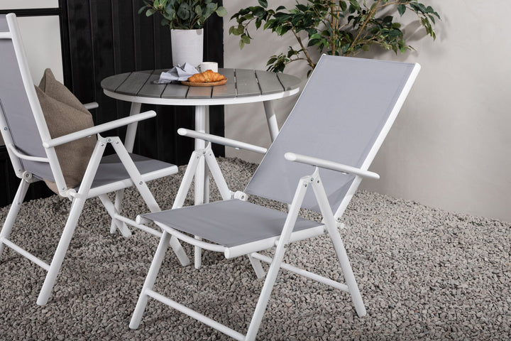Venture Home Break - Dining Table Round- White / Grey - Alu / Aintwood - 90ø _1+ Break 5:pos Chair - White/Grey _2