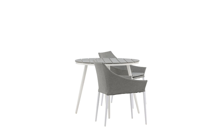 Venture Home Break - Dining Table Round- White / Grey - Alu / Aintwood - 90ø _1+ Spoga - Dining Chair- White / Grey - - _2