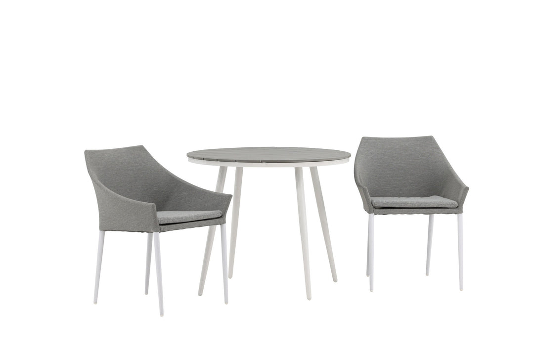 Venture Home Break - Dining Table Round- White / Grey - Alu / Aintwood - 90ø _1+ Spoga - Dining Chair- White / Grey - - _2