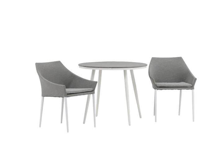 Venture Home Break - Dining Table Round- White / Grey - Alu / Aintwood - 90ø _1+ Spoga - Dining Chair- White / Grey - - _2