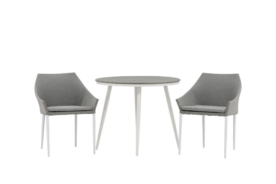 Venture Home Break - Dining Table Round- White / Grey - Alu / Aintwood - 90ø _1+ Spoga - Dining Chair- White / Grey - - _2