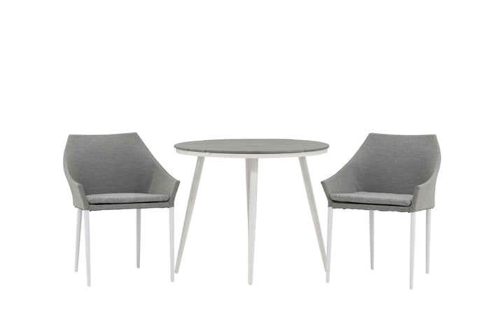 Venture Home Break - Dining Table Round- White / Grey - Alu / Aintwood - 90ø _1+ Spoga - Dining Chair- White / Grey - - _2